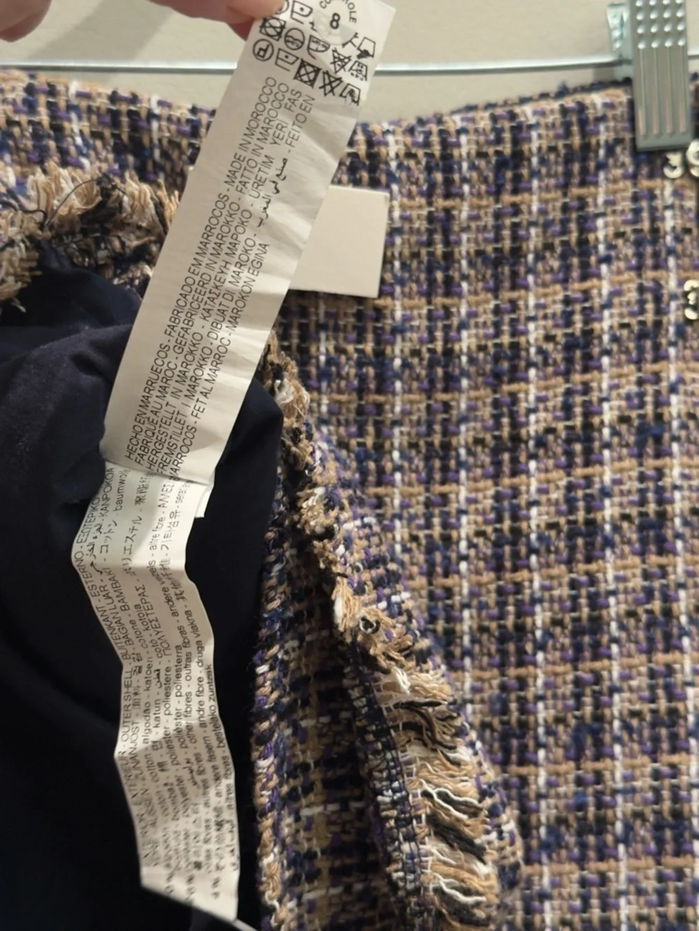 NWT- New Zara Girls Brown Purple Tweed Skort  Shorts Fringed Size 11-12